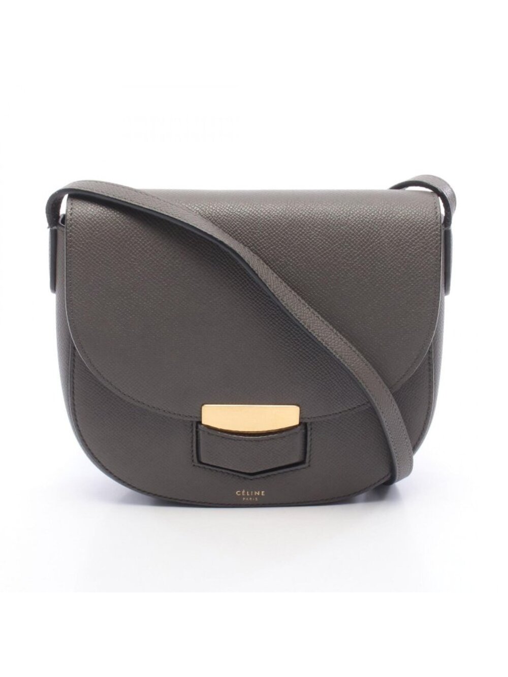 Celine Shoulder Bag Small Trotter Gray Leather
